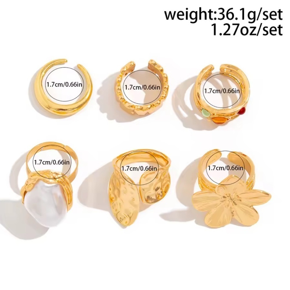 Golden Goddess Boho Luxe Gold 6 Piece Ring Set - Picture 4 of 14